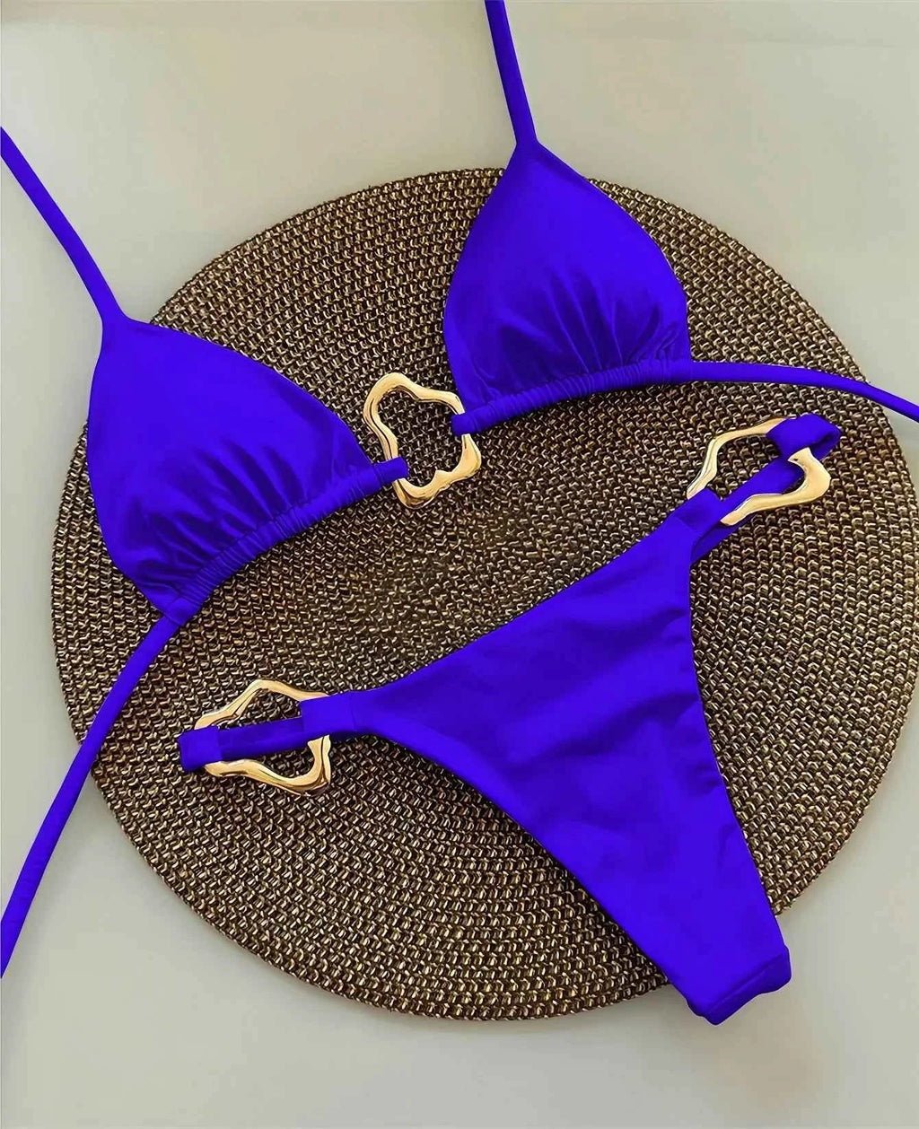 New Sexy Bikini Solid Color Lace-up Split Two-piece Swimsuit for Women
