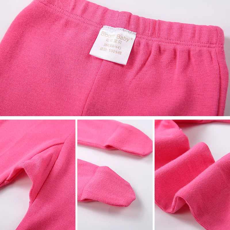 2/3/5pieces Newborn Baby Spring Autumn 0-24M Cotton Boy Girl Pants Solid Wrap Foot Long Trousers Casual Baby Leggings Girls Boys