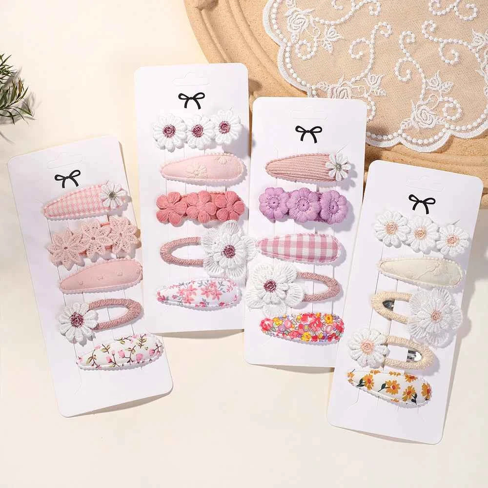 5Pcs/Set Kids Hair Accessories BB Clips Sweet Printe Hairbangs Hairclip Baby Girls Barrette Ins Style Daisy Hairpin Ornament