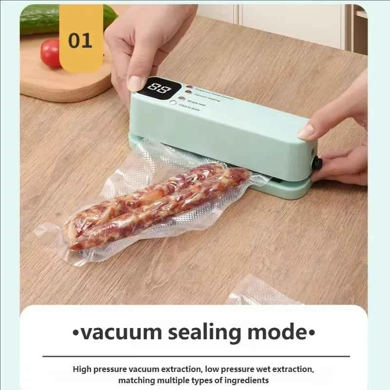 HOMEFISH Mini Wireless Rechargeable Vacuum Sealing Machine Household Food Bag Plastic Sealing Kitchen Packaging Device