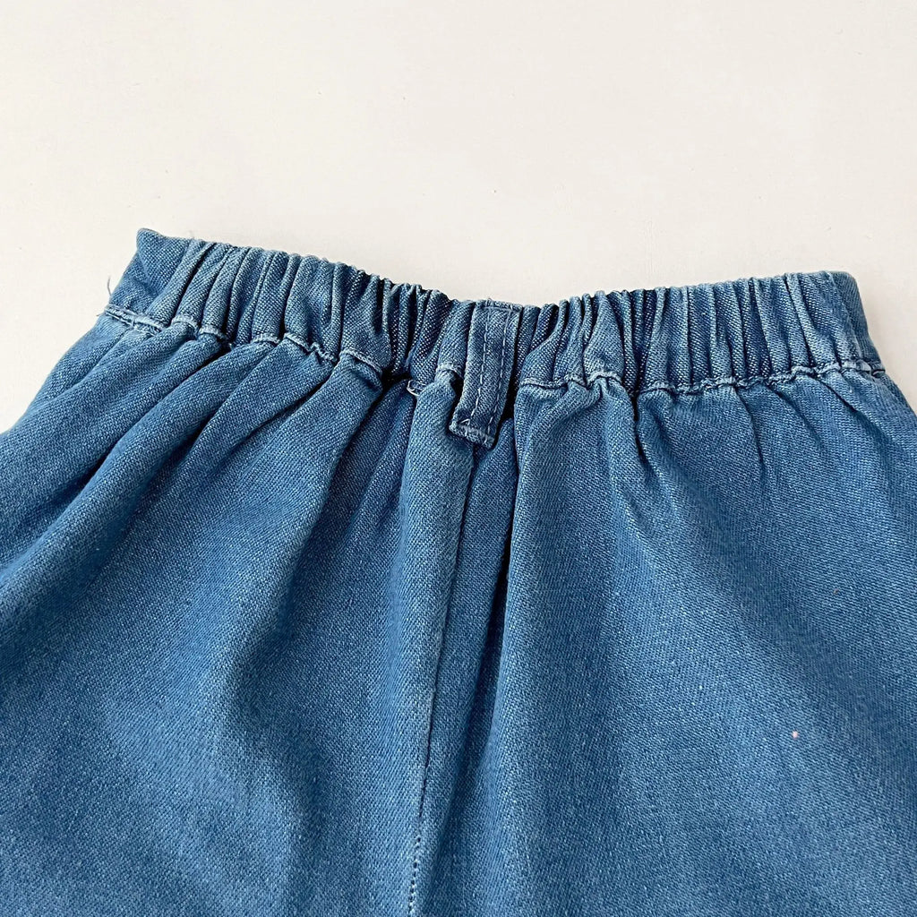 Fashionable Childrens Set Denim Top+Jeans Short Korean Version Girl Casual Sports Two-Piece Set 0-6 Year Old Childrens Cloth