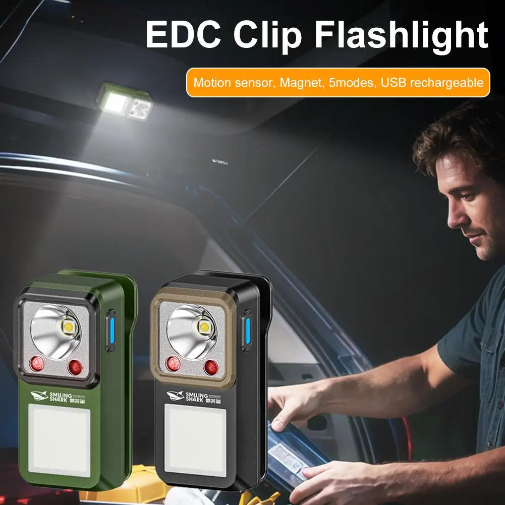 LED Magnetic Clamp Flashlight Outdoors Ultra-long-lasting Lighting Work Emergenc Lamp Clip-on Rechargeable Camping Hiking Light