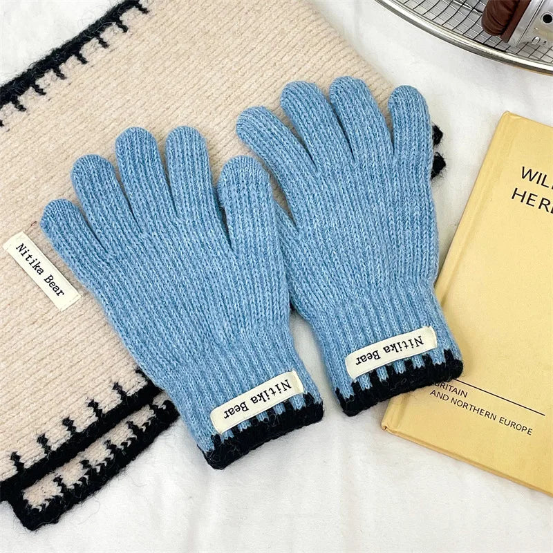 Kids Knitted Gloves 2-10 Years  Girls Winter Warm Five Finger Boys Fashion Icold Protection Ns Style Simple Children Students