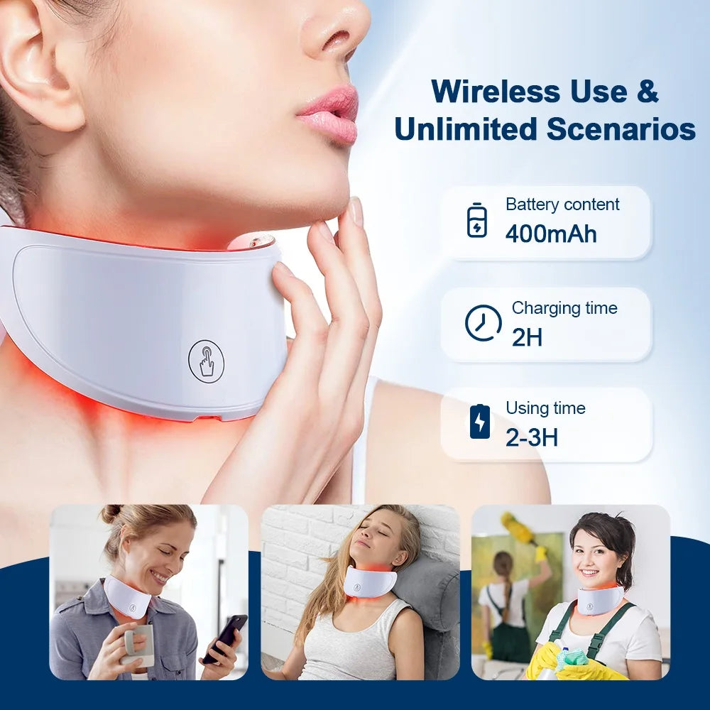 Neck LED Lift Mask Photon Anti-Wrinkle Skin Tightening Neck Beauty Device Skin Brighten Rejuvenation Neck Wrinkle Remover