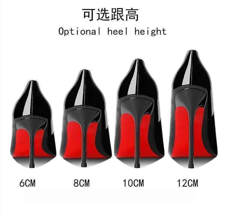 Women's heels 2025 New Luxury Brand Pumps Red Bottom Pointed Toe Rhinestone High Heels Elegant Stiletto Party Prom Ladies Shoes