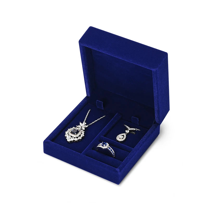 Oirlv Portable Velvet Jewelry Box Ring Box Necklace Pendant Storage Box Jewelry Accessories Wedding Gift Box Jewelry Organizer