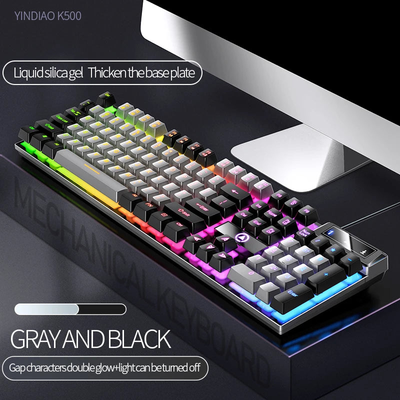 Gray and black Pairs Color Wired Full-Size Gaming Keyboard With Numpad – 104 Keys