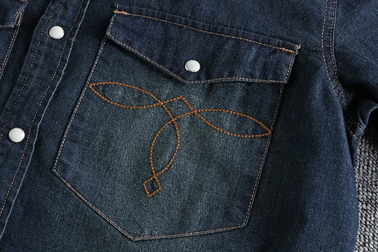 Summer New American Retro Short Sleeve Lapel Denim Cargo Shirt Men's Fashion Pure Cotton Washed Old Multi-pocket Casual Blouses