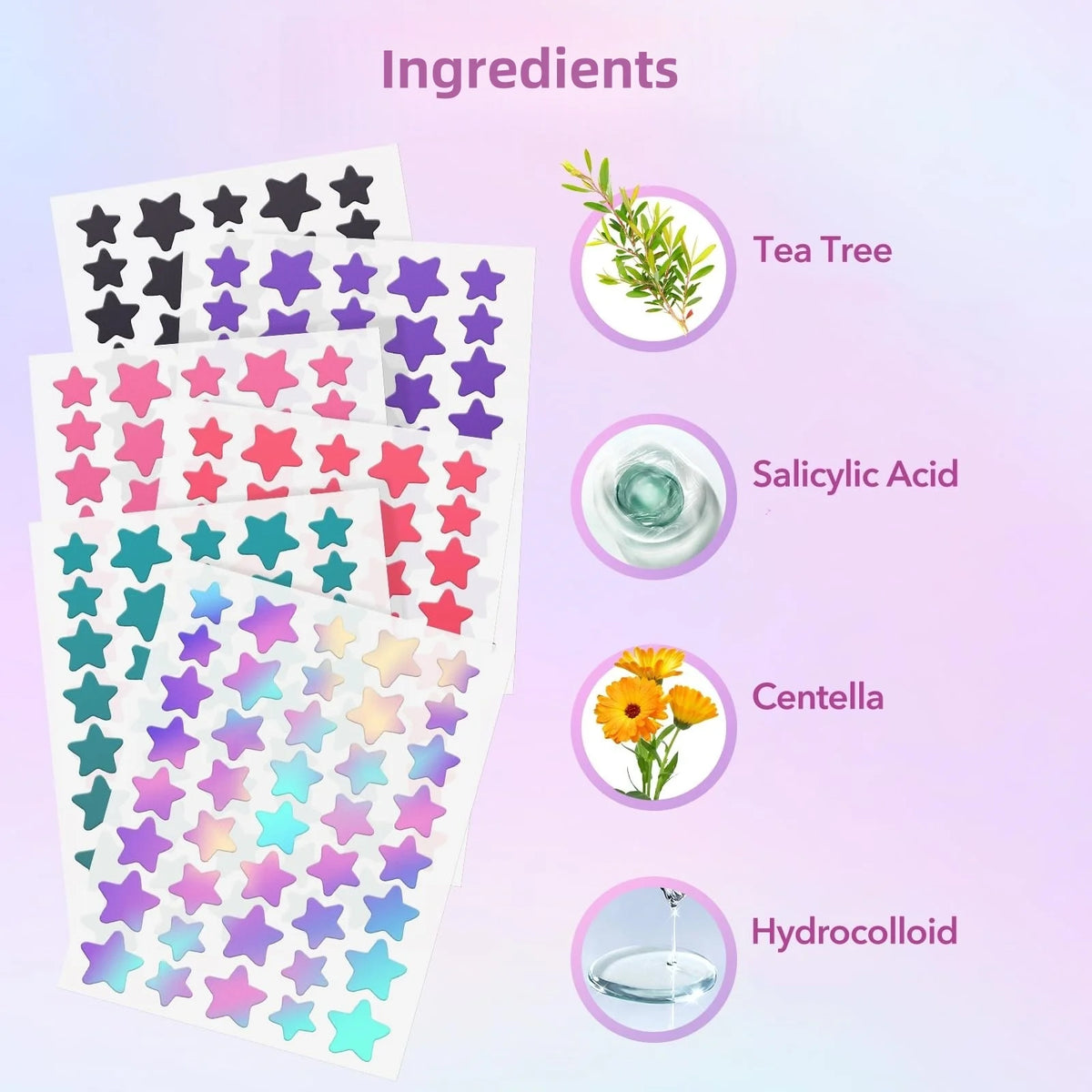 Star-Shaped Pimple Patches Set – Gentle Multi-Color Acne Cover