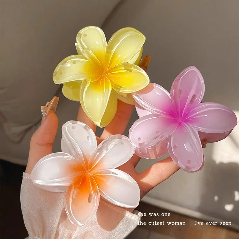 Bohemian Flower Hair Claw Clip For Women Sweet Floral Hair Claws Crab Clamp Barrettes Hawaiian Headwear Beach Accessories Girl