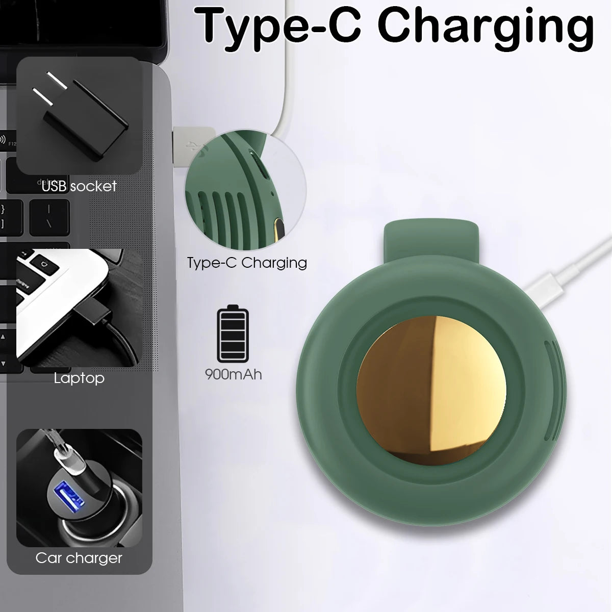 Hands Free Waist Clip Fan 900mAh 3 Speeds Bladeless USB Rechargeable Portable Personal Cooling for Outdoor Sport Travel