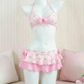 2026 Y2K Summer Sweet Pink White Dot Sets Lovely Cherry Decor Sexy Lace Trim Style Casual Bikini Swimsuit Beach Holiday Wear