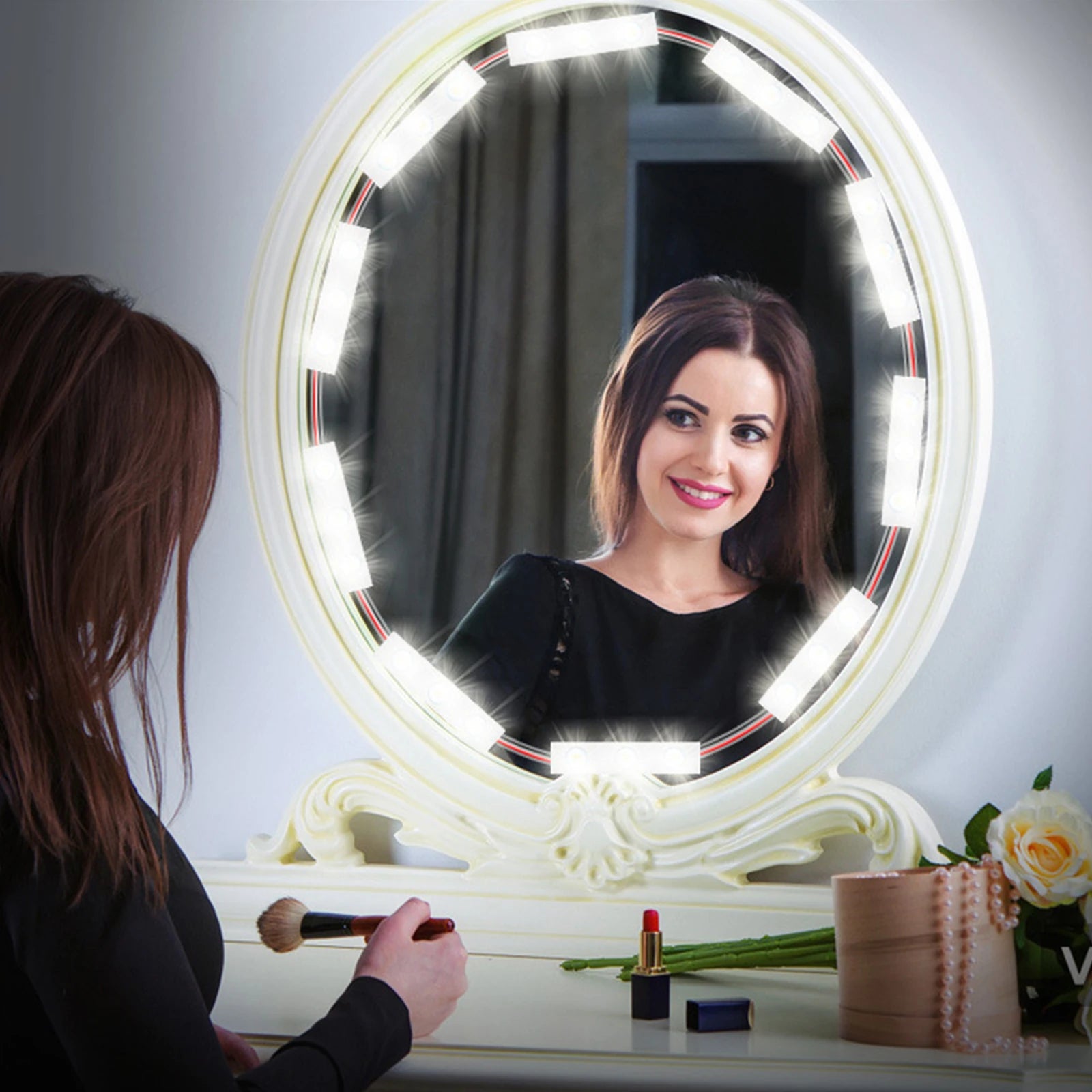LED Makeup Mirror Lights 6/18/30/42 LEDs Dimmable Touch Control Vanity Bathroom Dresser Mirror Light with USB Cable Strip Lights