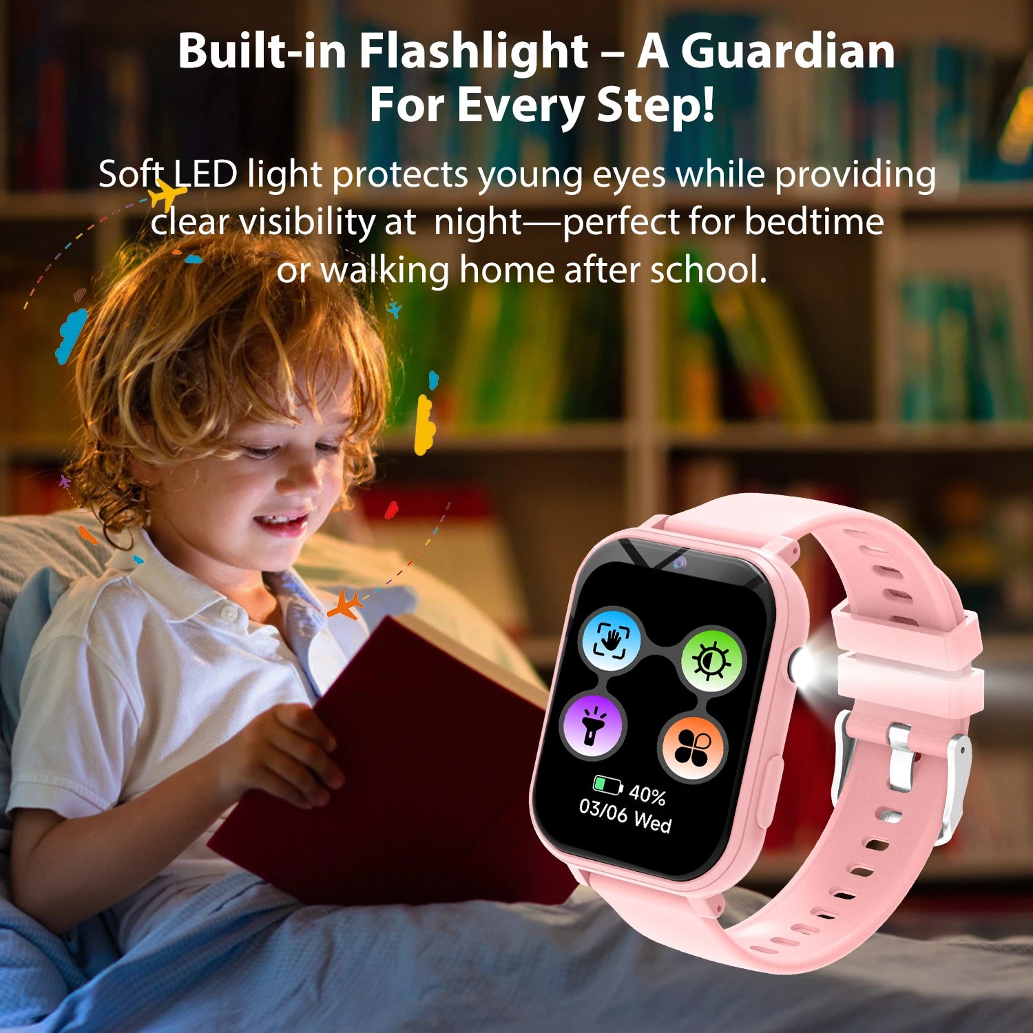 Kids Smart Watch with Camera for Boys Girls Age 4-12 Educational Game Watch Pedometer Alarm Flashlight Birthday Gifts Funny Toy