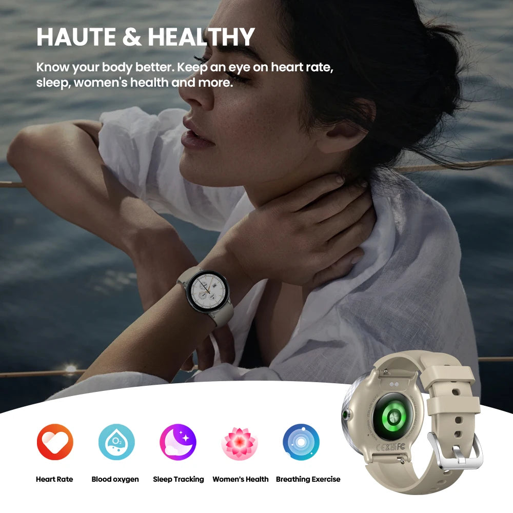 NEW 2025 Zeblaze Lily 2 Bluetooth Calling Smartwatch 1.2" AMOLED Screen Double Straps Health Monitoring Smart Watch for Women