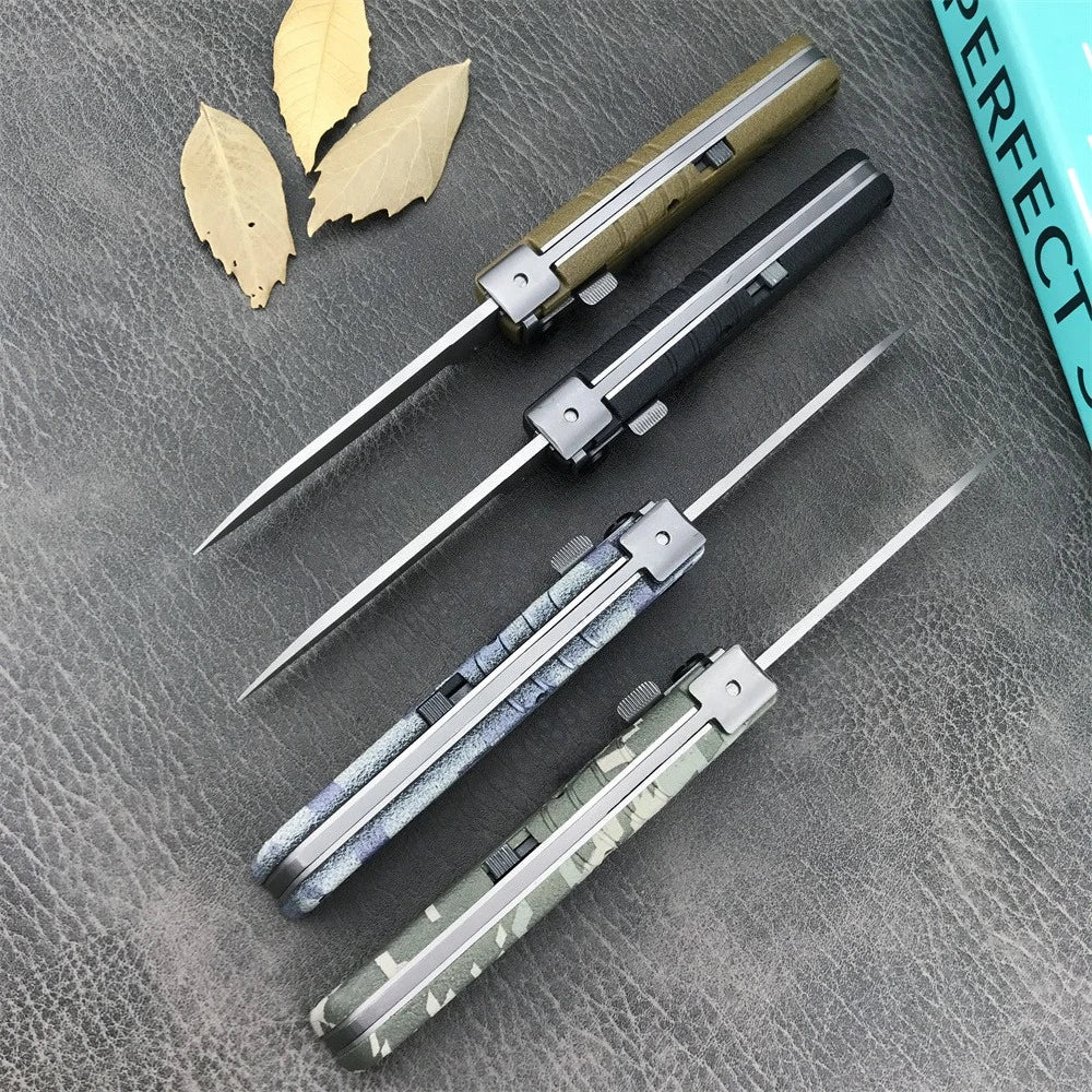 4 Different Color Folding Knife with Nylon Sheath 440C Blade and ABS Handle Camping Hiking Pocket Knife Outdoor EDC Durable Tool
