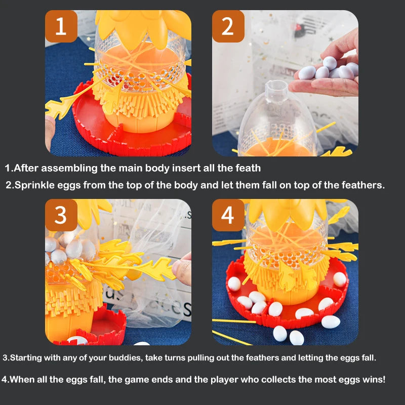 Funny Hen Laying Eggs Hair Pulling Board Game Stick Family Gathering Interactive Tabletop Game Egg Drop Toys for Party Gift Kids