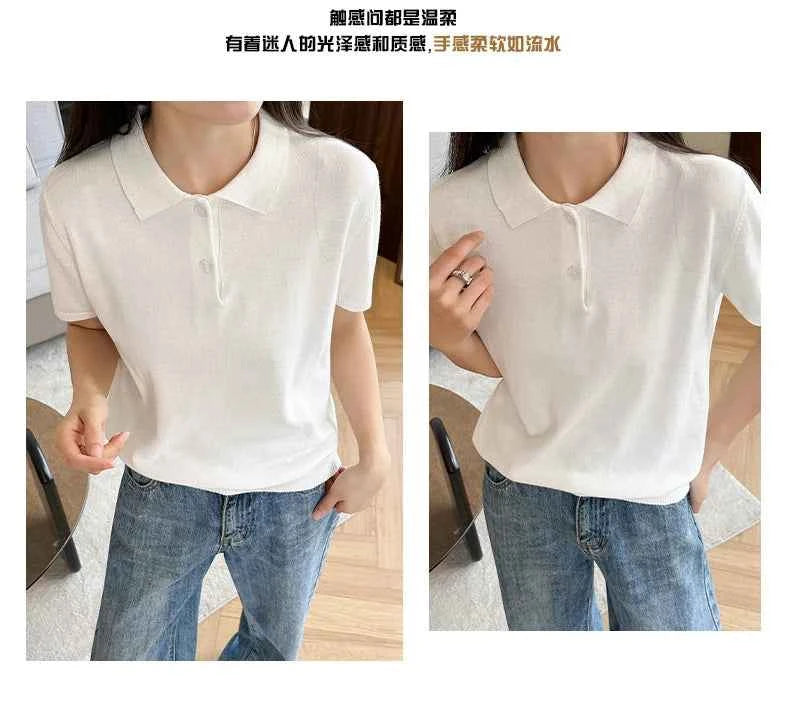 WinvyNee Summer Women's Clothing Cotton Polo T-shirt Short Sleeve Polo Collar Clothes Solid Casual Pullover Female Tops A1002029
