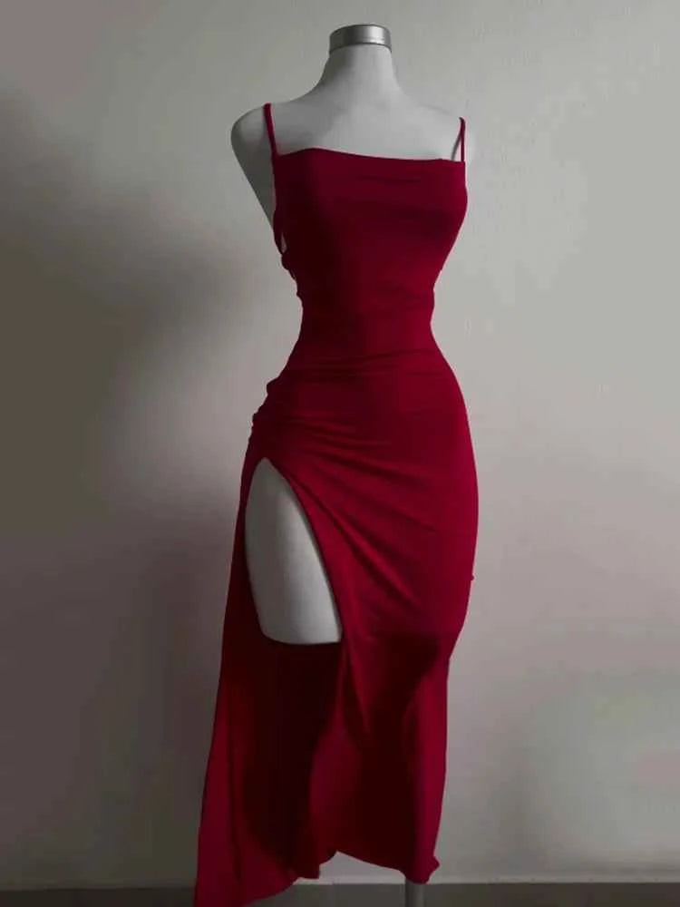 2025 explosive new dress summer high sensibility halter strap Spice Girl bag hip dress