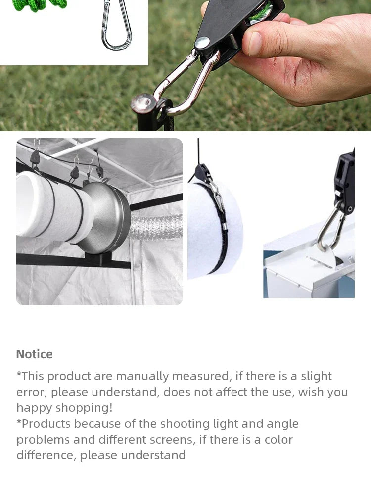 5m Adjustable 8 1 Inch Hanging Rope for Outdoor Camping Plant Growing Light Rope Ratchet Hanger Pulley Lifting Pulley Hook