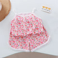 2026 New Kids Tops+shorts Set Summer Thin Baby Cotton Vest Sleeveless Loungewear Set for Girls Suit