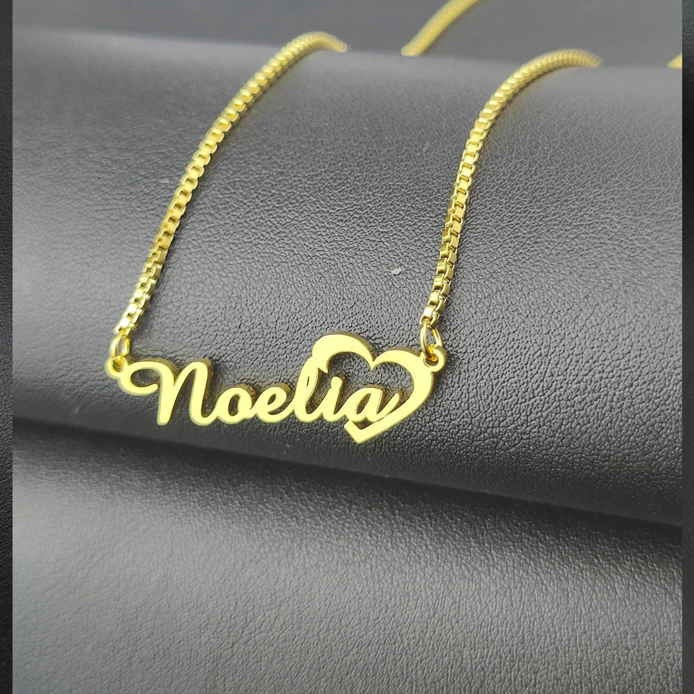 Customized Name Necklaces Personalised for Women Stainless Steel Personalized Necklace Letter Heart Butterfly Pendant Jewelry