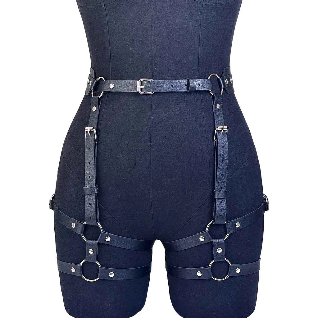 PU Leather Leg Harnesses for Women Gothic Punk Women's Leg Garter Harness Belt Adjustable PU Leather Waist Belt.