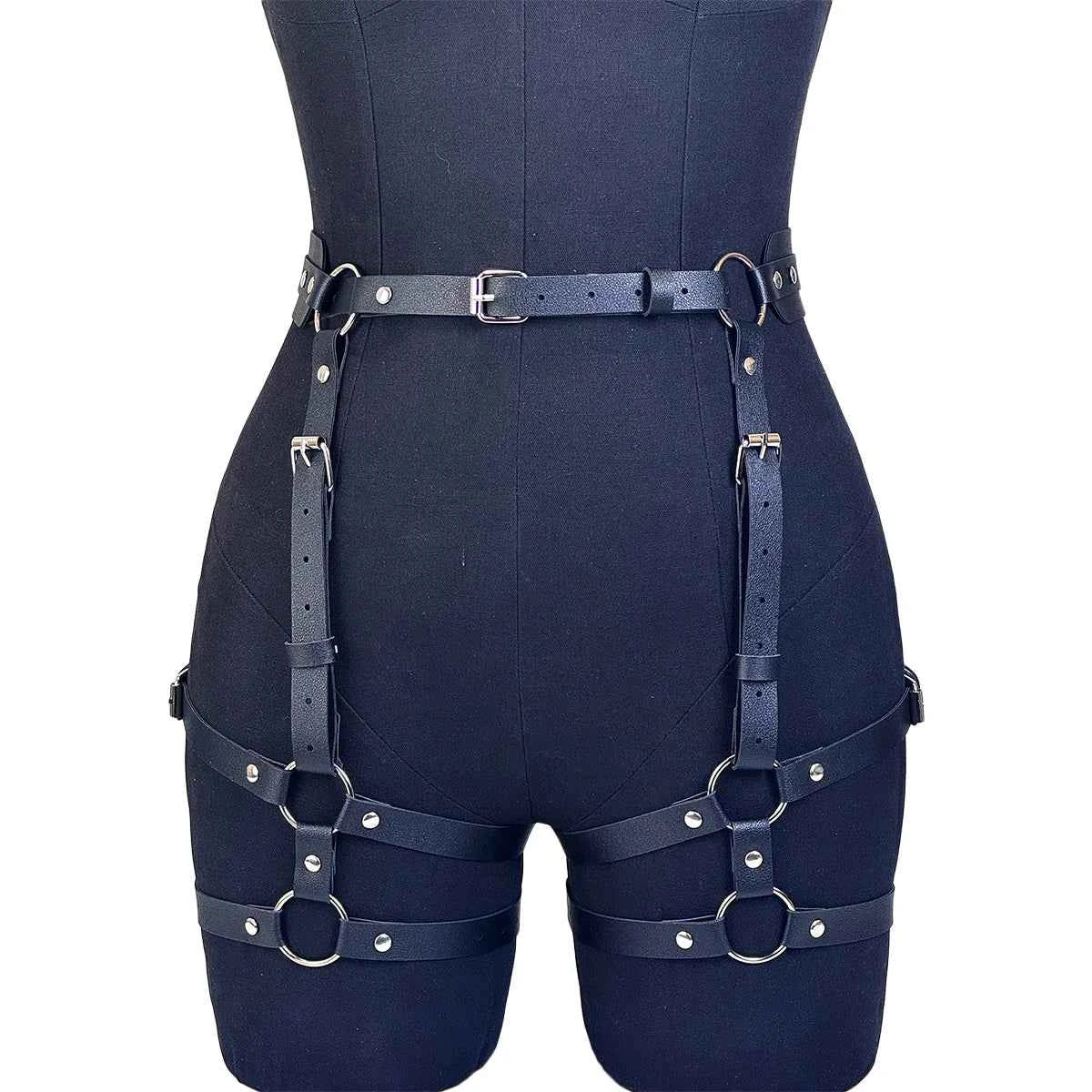 PU Leather Leg Harnesses for Women Gothic Punk Women's Leg Garter Harness Belt Adjustable PU Leather Waist Belt.