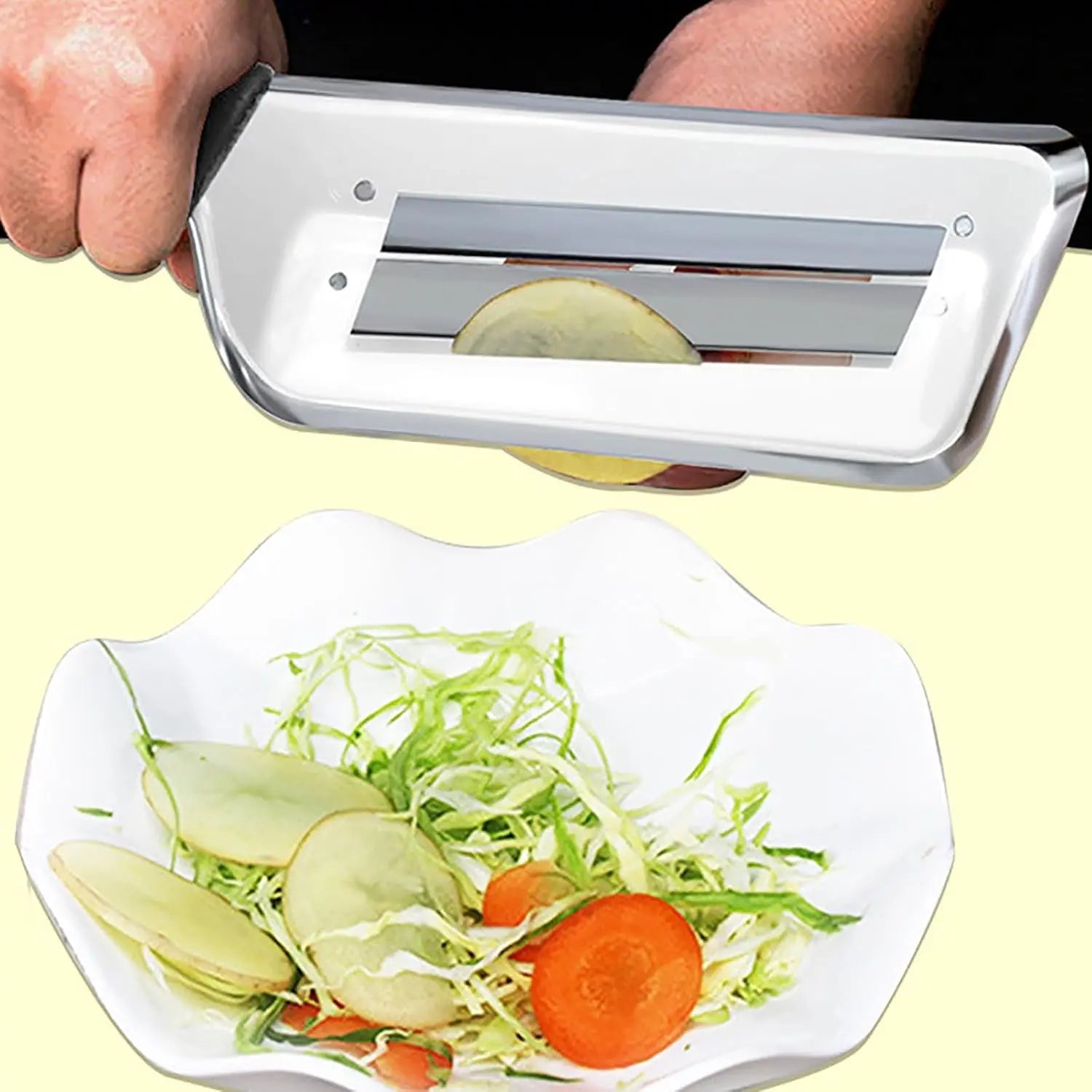 Stainless Steel Cabbage Chopper Black Kitchen Knife for Slicing Grating & Shredding - Sharp Blades Easy Clean Durable Ideal for Sauerkraut Coleslaw Vegetables