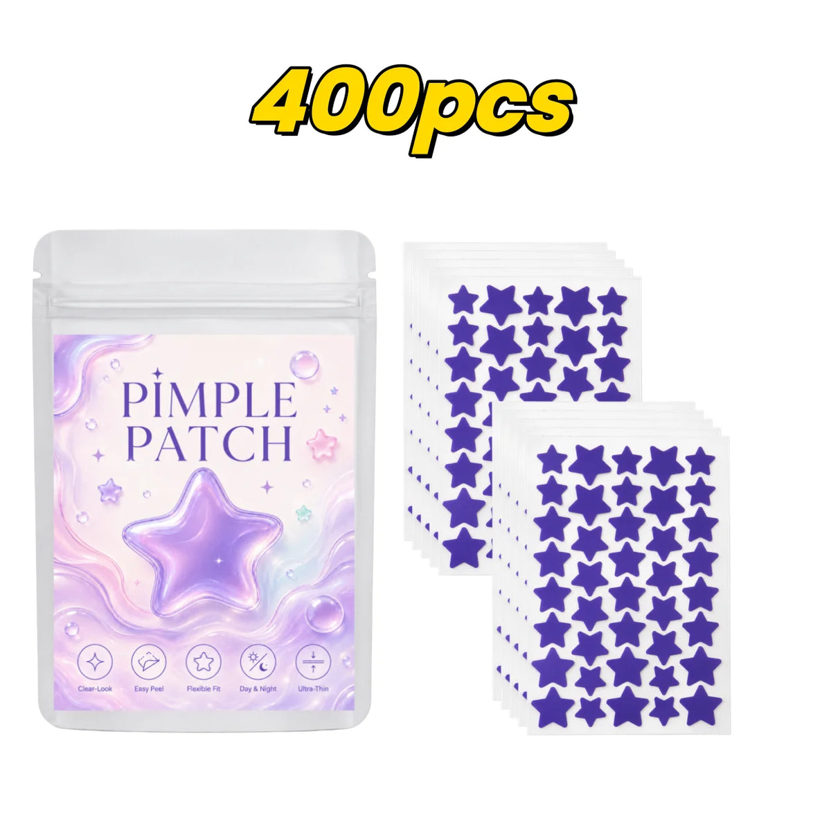 400pcs Color Purple Star Acne Patches – Fun Pimple Patches Set