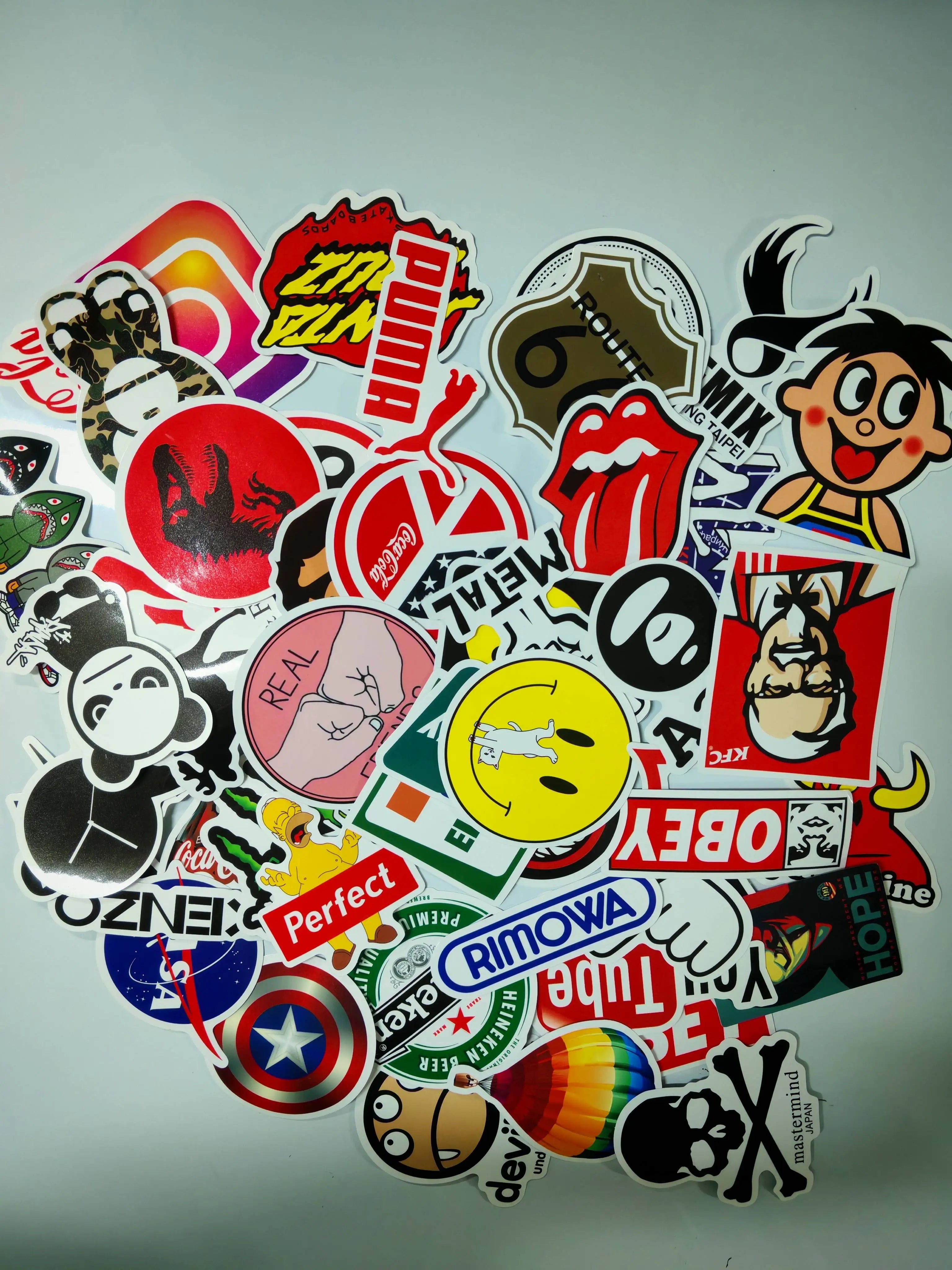 100pcs High-quality Trendy Waterproof Stickers for Skateboards Cars and Computers