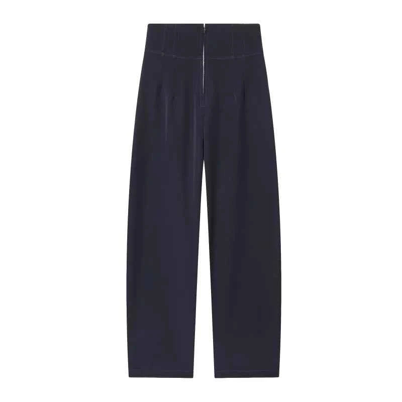 ETJ 2025 women's new fashion design three-dimensional cut high collar slim suit jacket & matching casual trousers