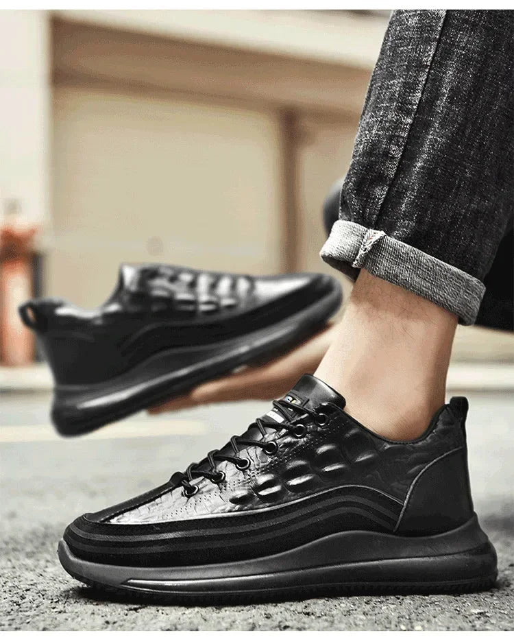 Men's Patent Leather Shoes Thick Sole Male Adult Drawstring Lace-up Shoes Vintage Retro Casual British Style Shoes Streetwear