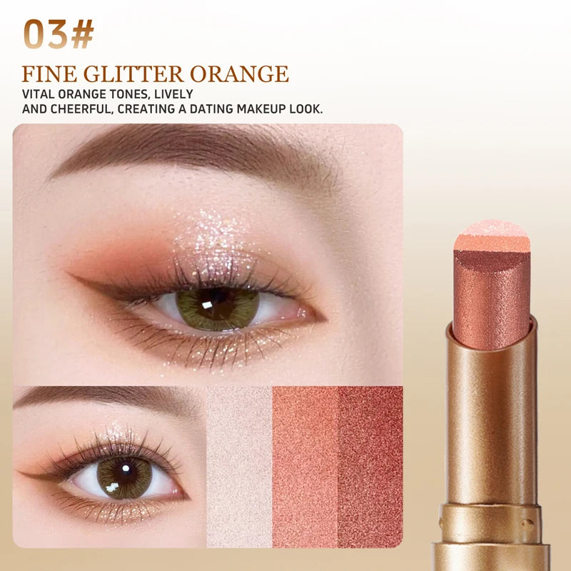 03 Color Three-Color Eyeshadow Stick – Waterproof Long-Lasting Glow