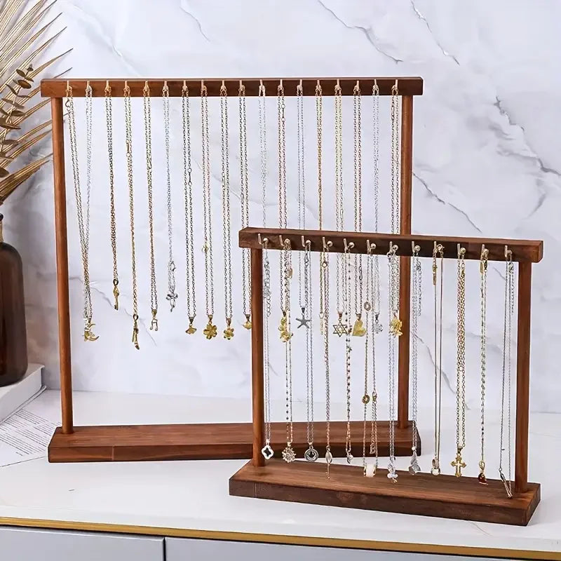 12/18 Hook Jewelry Organizer Display Stand Wood Necklace Hanging Countertop Rack For Earrings Bracelets Showcase Storage Rack