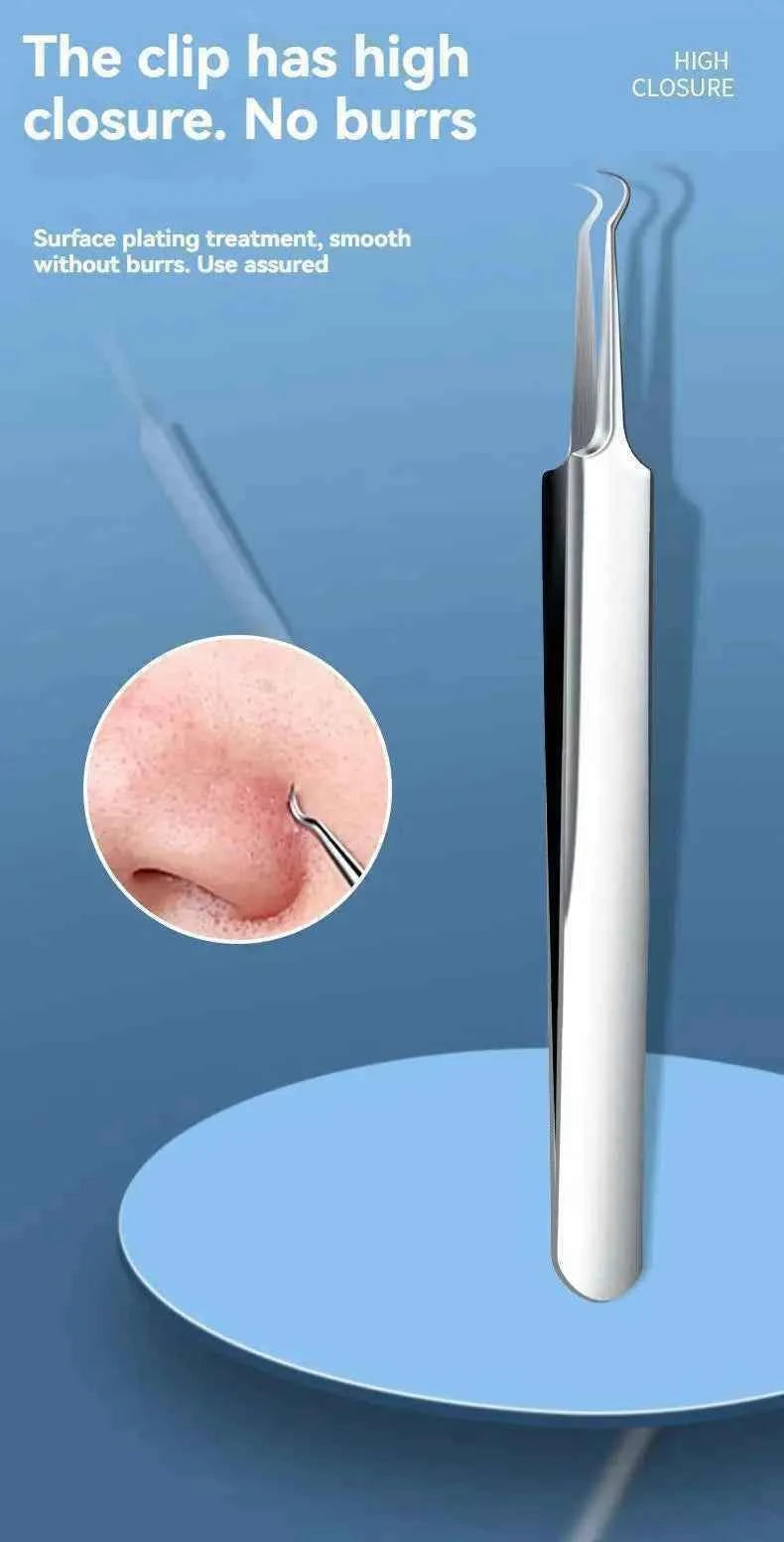 11Pcs Ingrown Hair Tweezers Acne Blackhead Removal Needles Black Dots Cleaner Pore Cleaner Deep Cleansing Face Skin Care Tools