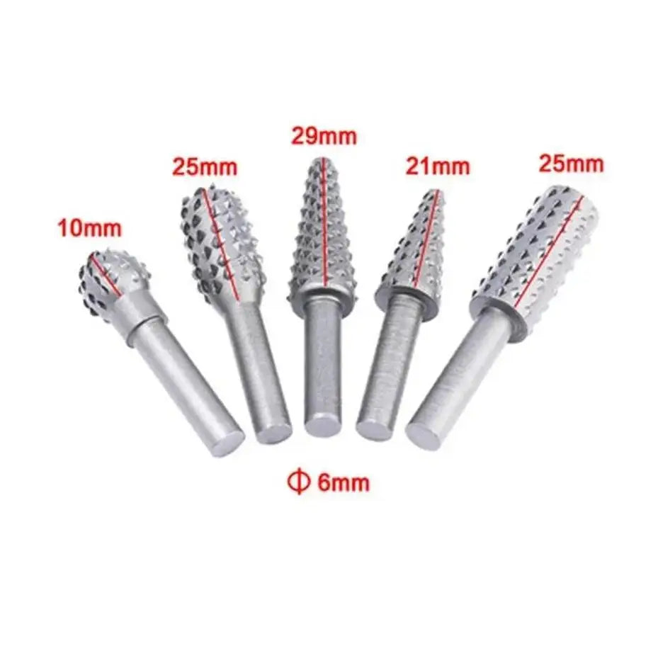 5Pcs Woodworking Tools Electric Rotary Files Wooden Files Carving Knives Tea Trays Root Carving Polishing Heads Hardware Tools