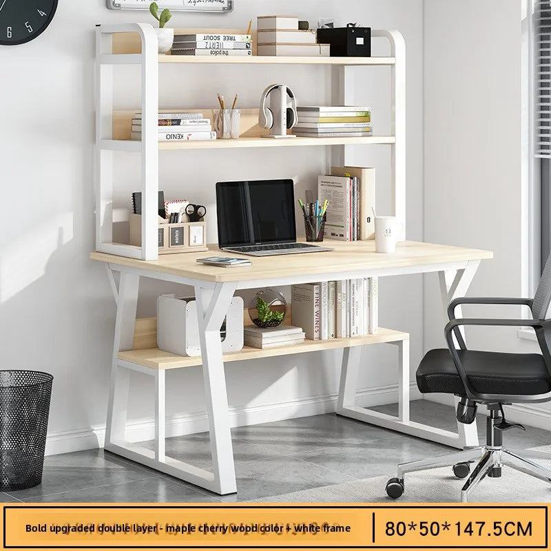 Stable Computer desk desktop desk bookshelf integrated writing desk household small apartment simple hole board desk