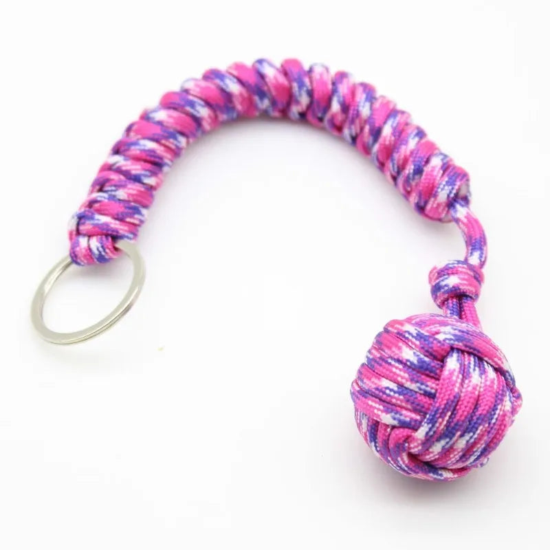 Emergency Escape Parachute Rope Woven Steel Ball Self-defense Ball Hand Woven Multifunctional Parachute Rope Woven Keychain