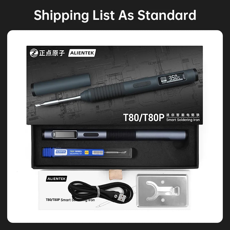 ALIENTEK T80/T80P Soldering Iron Adjustable Temperature 100W Fast Heat Portable Digital Smart Electric Welding Station Kit C245