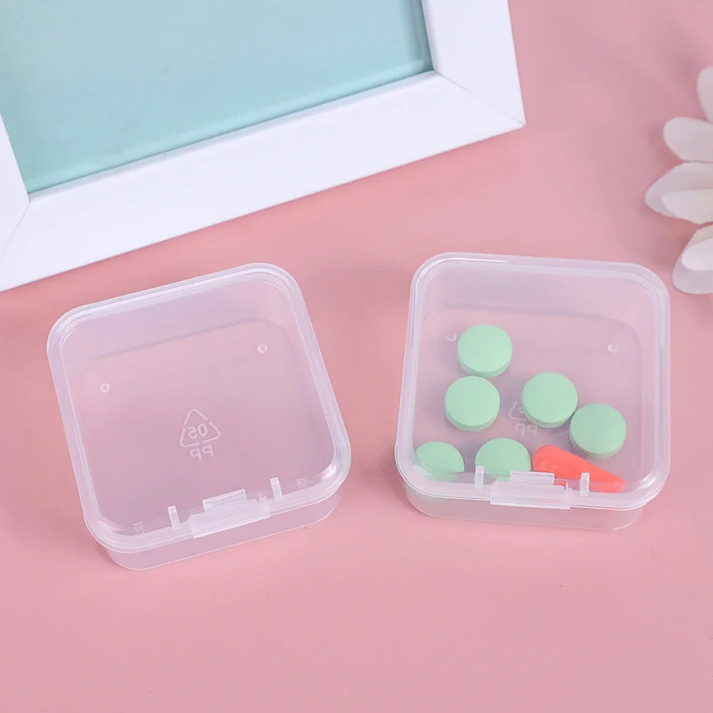 6PCS Mini Storage Box Transparent Square Plastic Box Earrings Jewelry Packaging Storage Small Square Box Jewelry Organizer