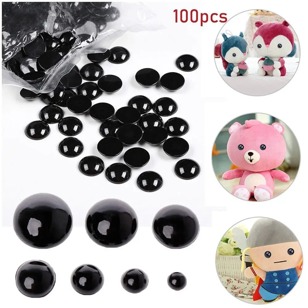 100 Pcs Black Plastic Safety Eyes For Bears Needle Felting Animals Puppet Crafts making Kids DIY Plush toy Dolls Accessories