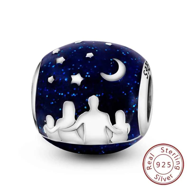 Original 925 Sterling Silver Charm Bead Mother's Day Love Heart Family Charm Bead Pendant Fits Bracelet Womens Jewelry Gifts