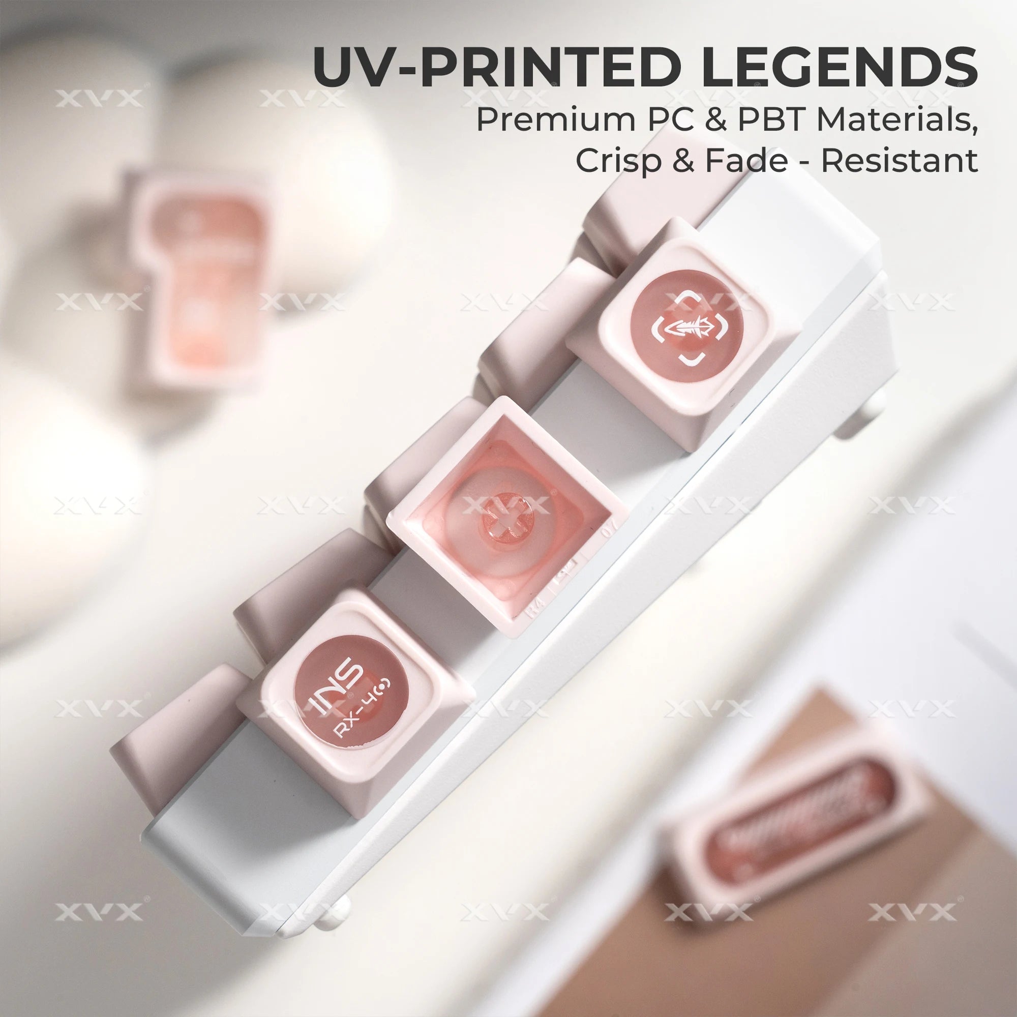 XVX White Shine Through Cats eye MAX Profile Dye-Sub PBT Keycap Set 136-Key