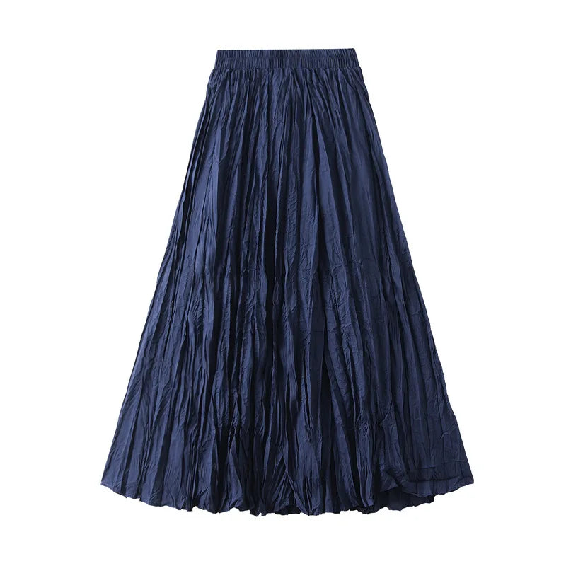 Fashion Pleated A-line Skirts for Women Casual Saia Midi Harajuku Long Skirt Jupe Femme Vintage Streetwear Faldas Woman Clothes