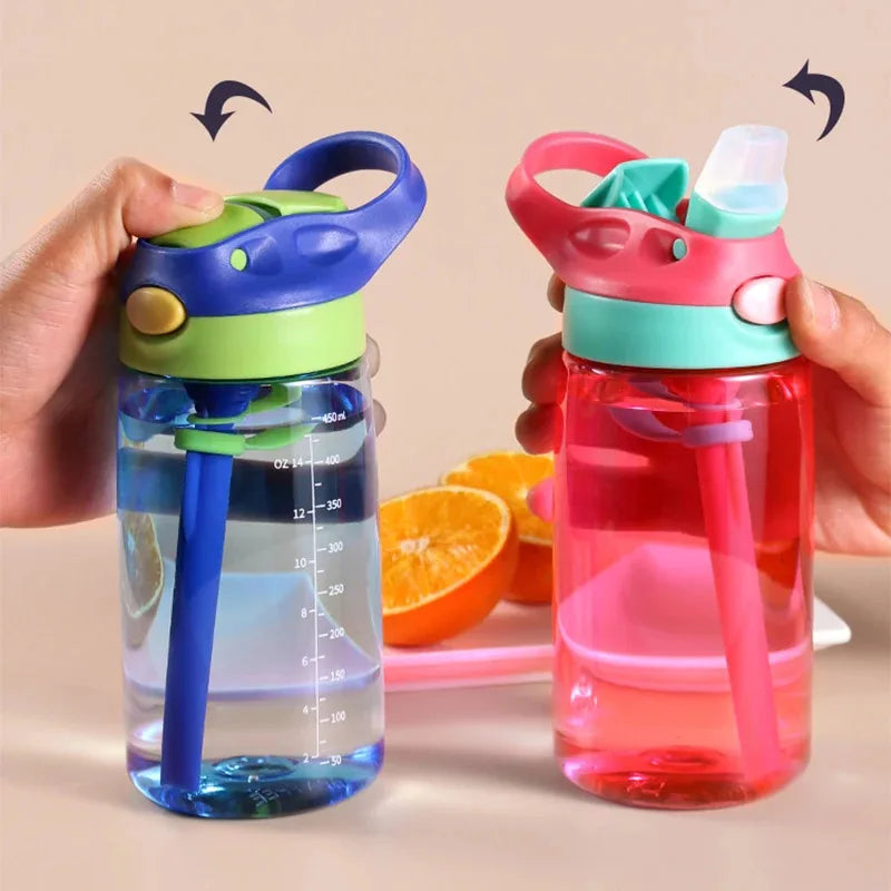 480ml Water Bottle with Straw Kids Girls Portable Travel Bottles Cup Gym Sports Fitness Summer Cold Water Juice Drinking Bottle