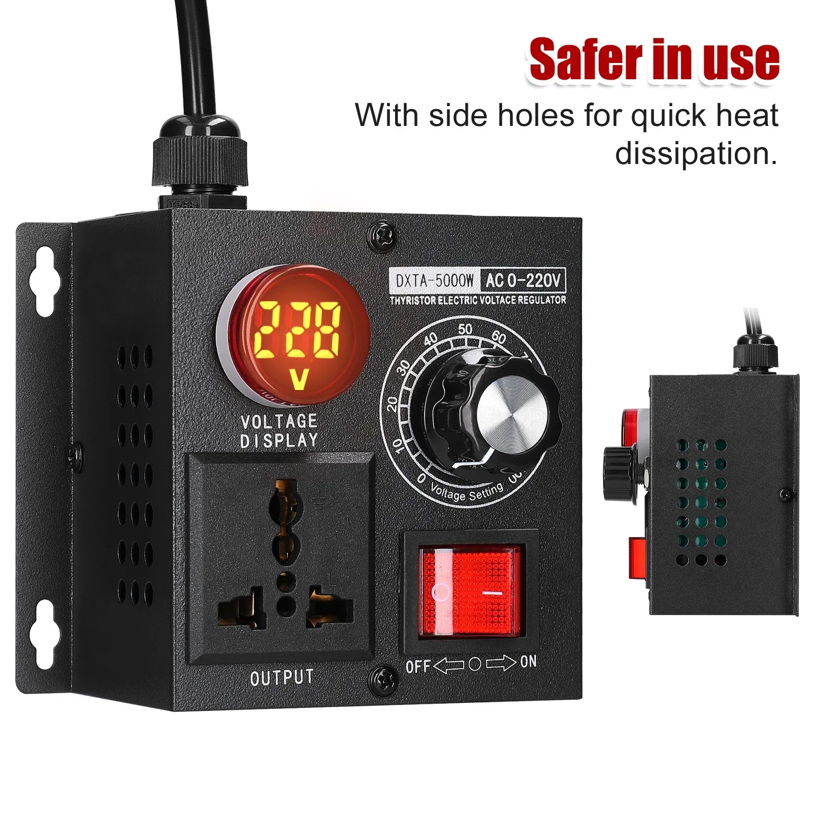 Portable Variable Monophase Voltage Controller Temperature Speed Light Adjuster AC220V 5000W Stepless Voltage Regulator