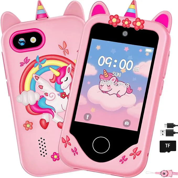 Kids Smart Phone MP3 Player Digital Camera Toys Touchscreen Unicorn Baby Mobile Educational Toys for Girls Boys Age 3-8