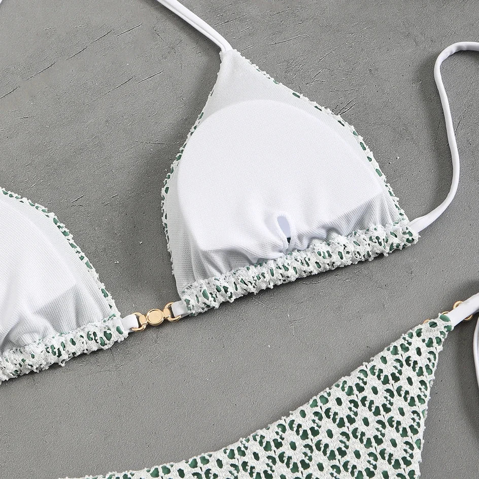 Sexy Micro Bikini 2025 Women Chain Swimsuit Female Swimwear Thong Bikinis Sets Brazilian Bathing Suit Beach Wear Lace Up Biquini