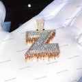 Silver Z Letter Pendant Necklace Moissanite Diamond Look Stones Hip Hop Alphabet Initial Fancy Iced Out Gift For Men Women